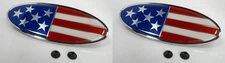 Pair Chrome Metal USA Flag Hood Side Fender Emblems Ornaments For Peterbilt