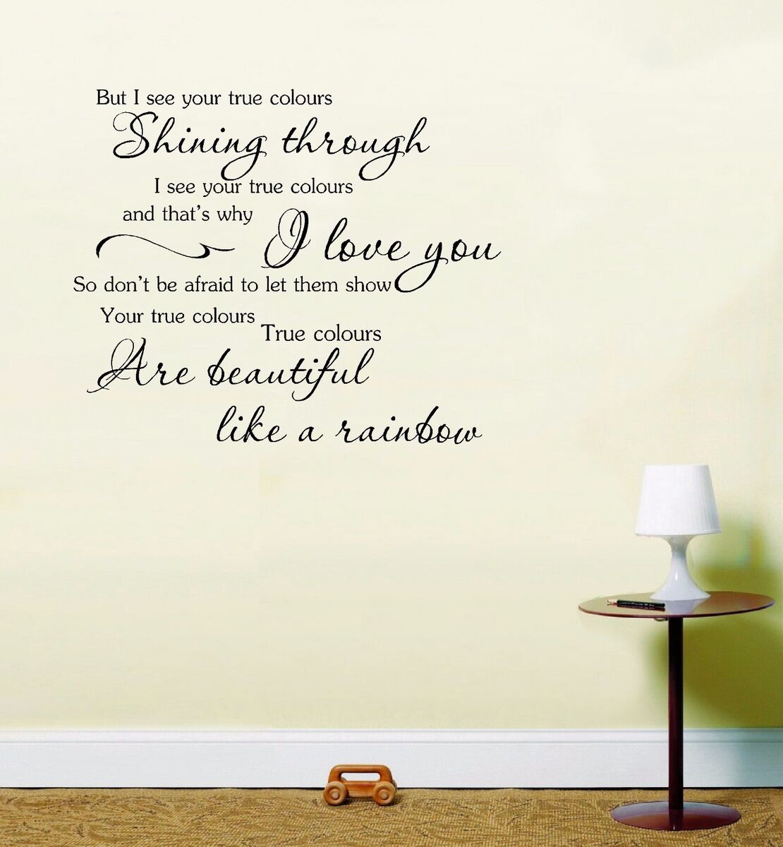 True Colours Cyndi Lauper Music Lyrics Wall Art Sticker inspirational quote