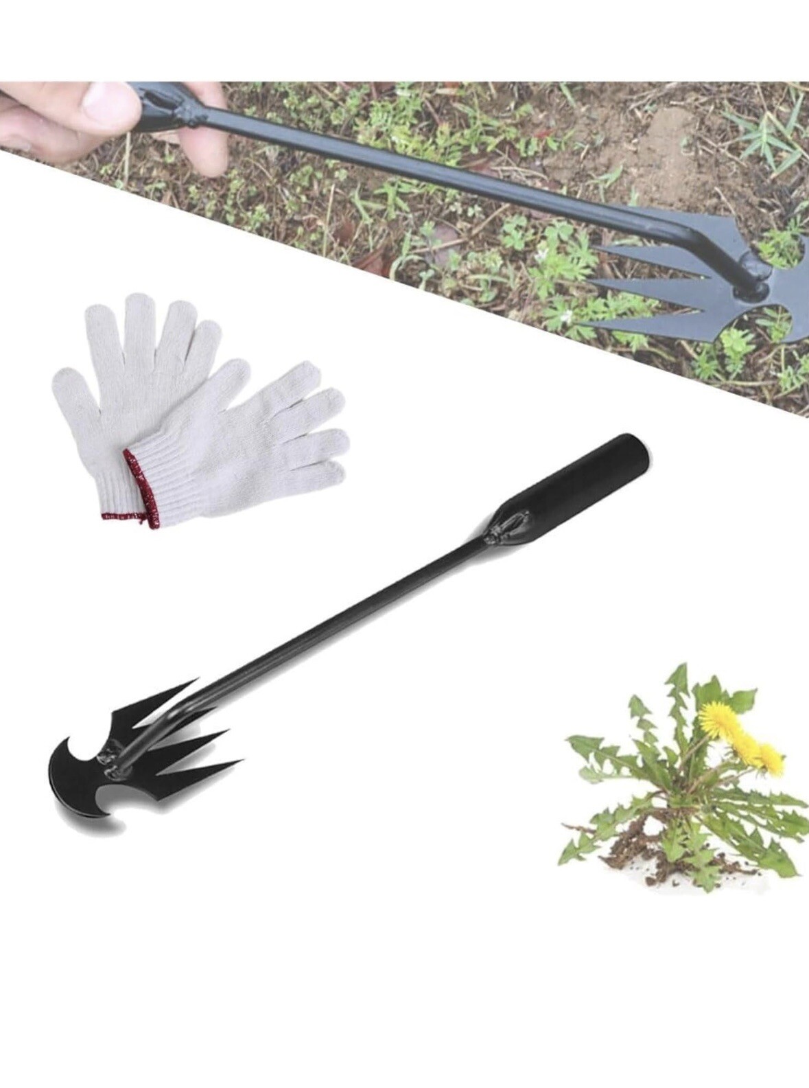 Dritnow Weed Puller Tool 10.6” – Hand Root Remover, Garden No-Bend Weeder