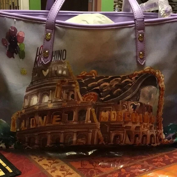 love moschino purple tote bag eBay