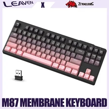 ZIYOULANG M87 80% Wireless Membrane Keyboard, 87 Keys TKL LED SA PBT BT/2.4Ghz