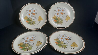 Floral Expressions set of 4  Summertime Hearthside Stoneware Dinner plates 10.5 