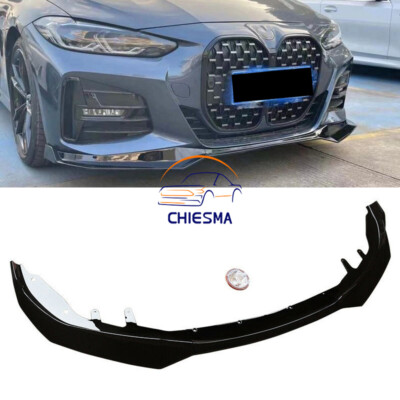 FOR 2020-2026 BMW G22 G23 M SPORT GLOSS BLACK FRONT BUMPER LIP SPOILER DIFFUSER