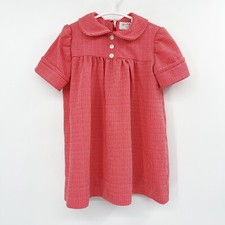 Handmade Vintage 50s 60s Peter Pan Collar Dress Red Size 2T Short Sleeve Zip