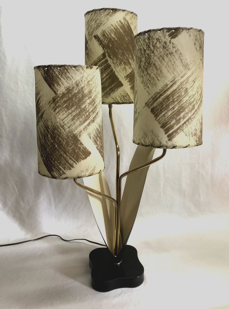 50s 60s Mid Century Modern Atomic Table Lamp Tulip with 3 50s 60s Mid Century Modern Atomic Table Lamp Tulip with 3