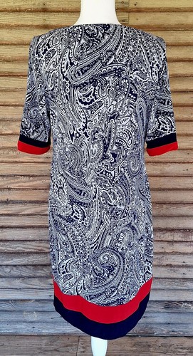 Karin Stevens Black & White Red Trim Dress - Size 12 - Picture 2 of 6