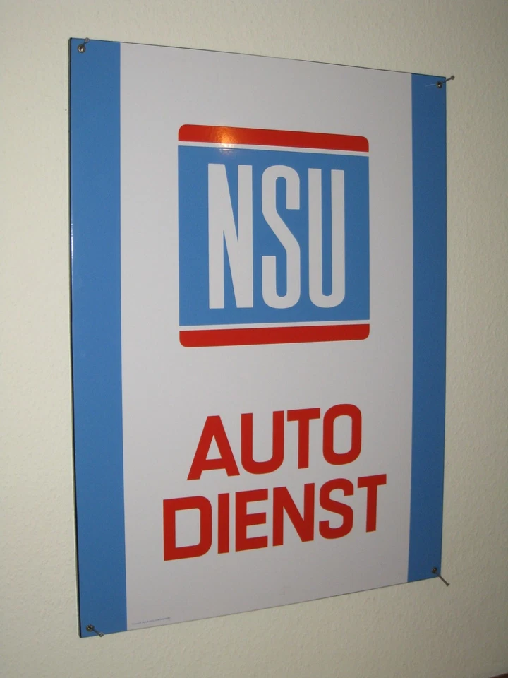 TOP Zustand: NSU Auto Dienst Emaille Schild - Oldtimer Werkstatt Tankstelle - Bild 3 von 4