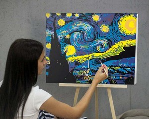 Starry Night Van Gogh Eu Shipping Art Design Diy Paint By Number Kit Acrylic Ebay