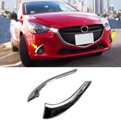 Chrome Front Fog Light Eyelid Eyebrow Trim for 2015-2019 Mazda 2 Demio Hatchback