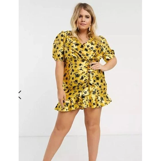 Asos curve yellow dress sale