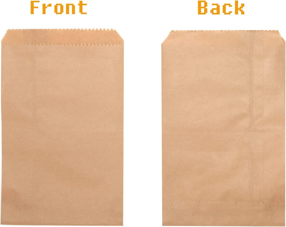 100-Pack 5x7 Inch Brown Kraft Paper Bags - Flat Treat Bags For Candy & Party Favors