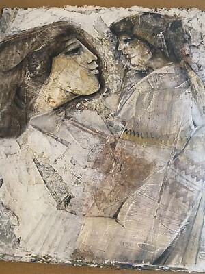Mid Century Modern L. Biro Signed Mixed Media Impasto Acrylic Painting