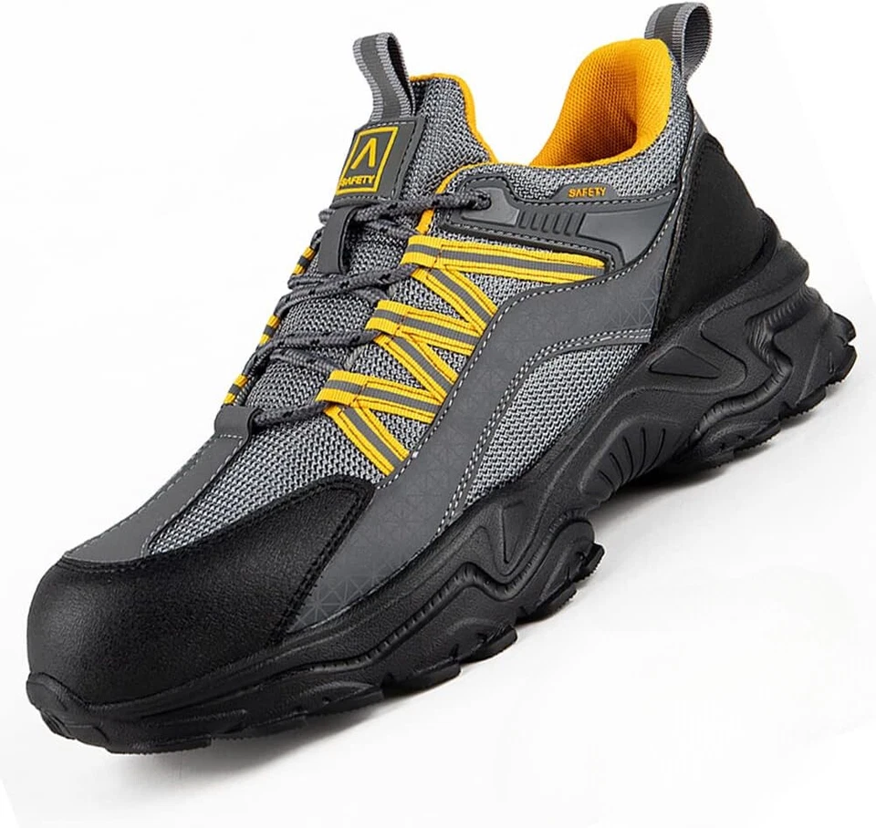 Zapatos reflectantes de seguridad en el trabajo para hombre ligeros mujeres zapatos de construcción con puntera de acero Foto 3 de 4