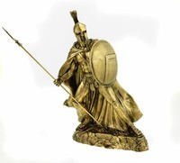 Alabaster Leonidas Mit Speer Und Schild KöNig Von Sparta Figur 32 Cm Goldfarben