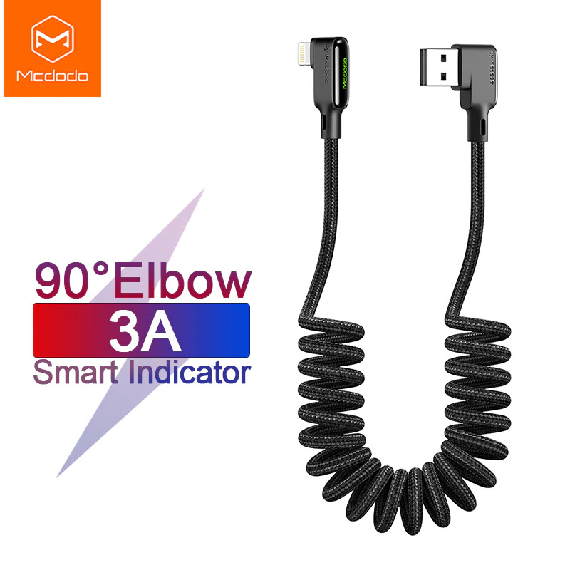 Mcdodo Right Angle Spring Coil for iPhone Fast Charger Cable 3A