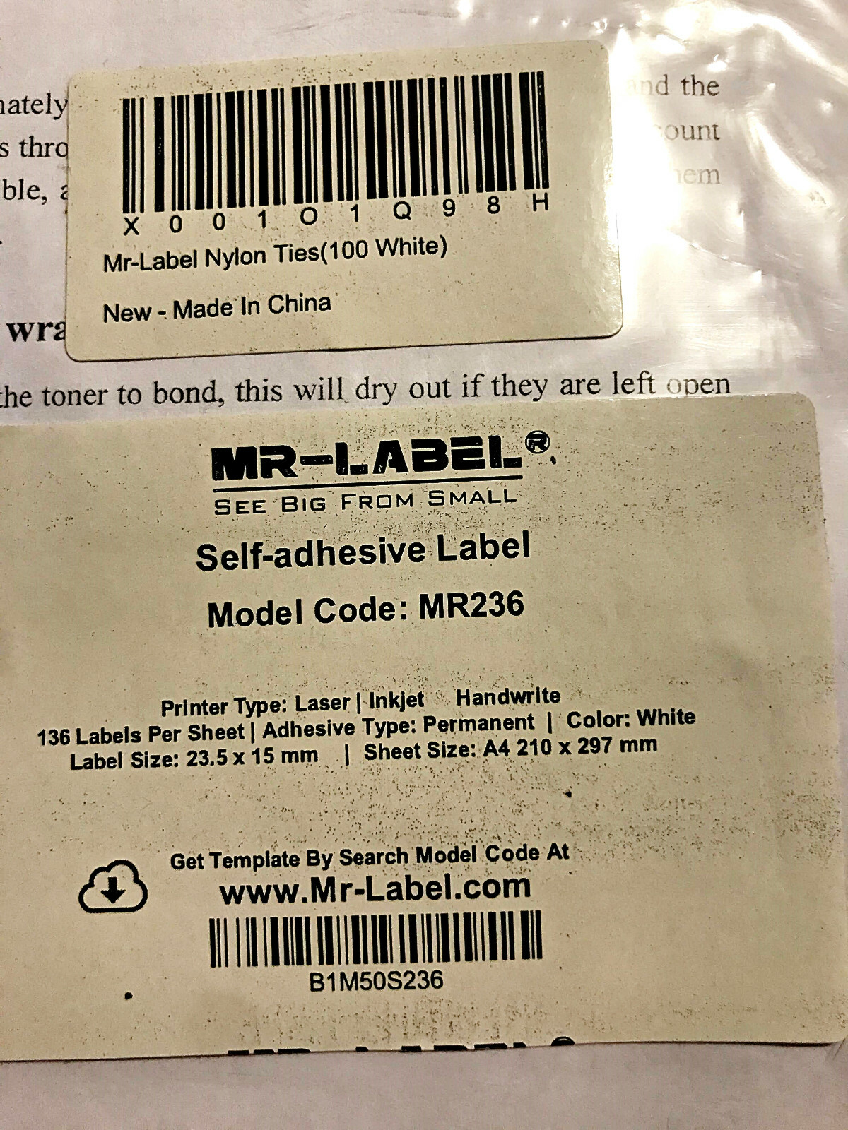 Mr. Label Self Adhesive Labels For Zip Ties 100 Zip Ties 5 Pages Of Labels  136 L | eBay