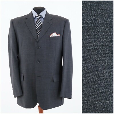 Mens UMBERTO ROSETTI US 46R Dark Grey Nanotex Wool Blazer Sport Coat Jacket