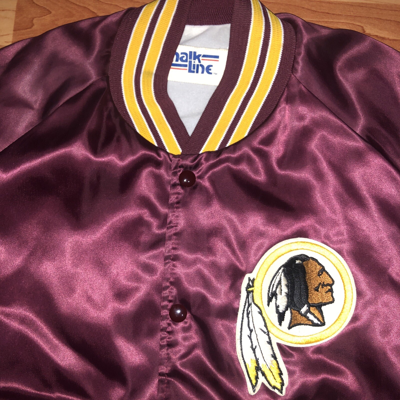 Vintage Chalk Line Washington Redskins Satin Bomber Snap Jacket Mens L