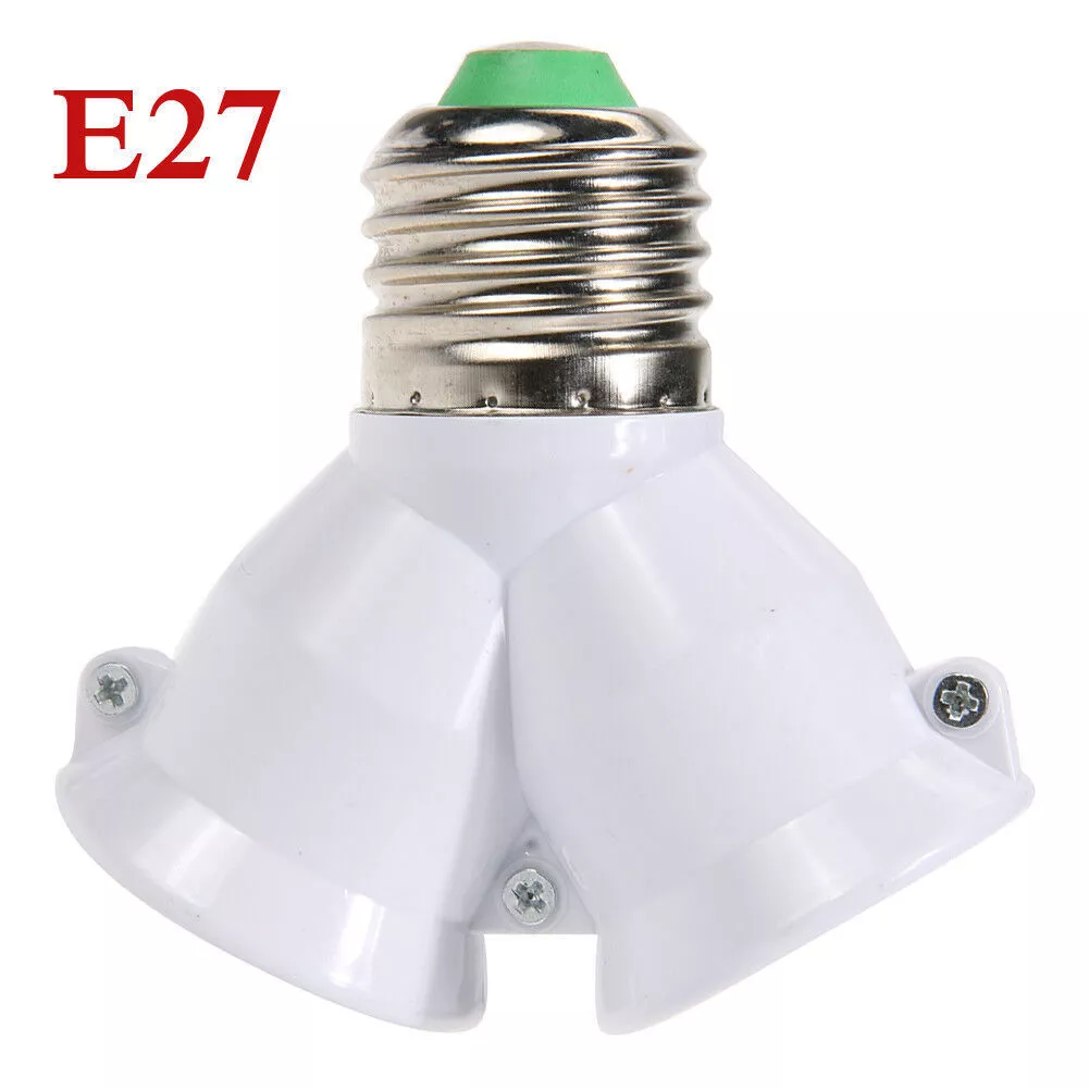 2 in 1 E27 Lamp Socket Splitter Adapter Light Double Y Bulb Base Stand Holder