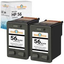 2PK Replaces HP 56 Black Cartridge Ink FAX 1240 Deskjet 450 5150 5550 5650
