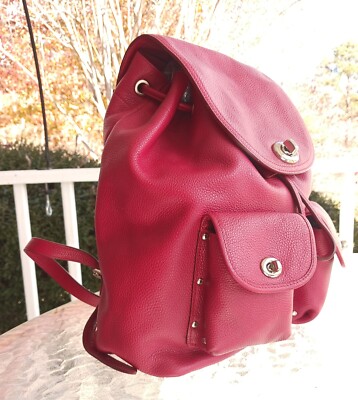 Coach 37582 Red Leather Turnlock Backpack | eBay
