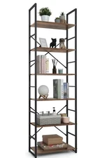 CAPHAUS 6 Tier 24 Inch Width Free Standing Industrial Book Shelves Metal Frame