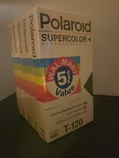 New Sealed Blank Polaroid VHS Tape T-120 5 Pack Supercolor