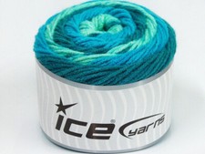 2-Skein Lot Cakes Yarn Light Acrylic 2x140g/225m Turquoise Teal Mint Green