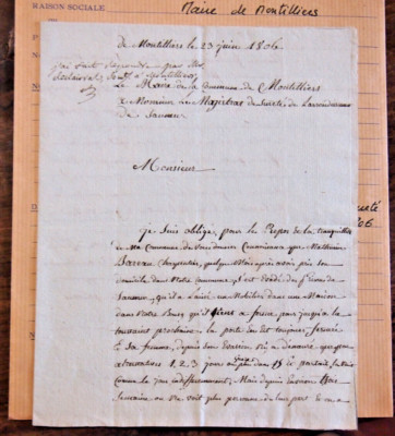 KAISERREICH 1806 Der Bürgermeister von Montilliers prangert einen Ausgebrochenen aus den Gefängnissen von Saumur an