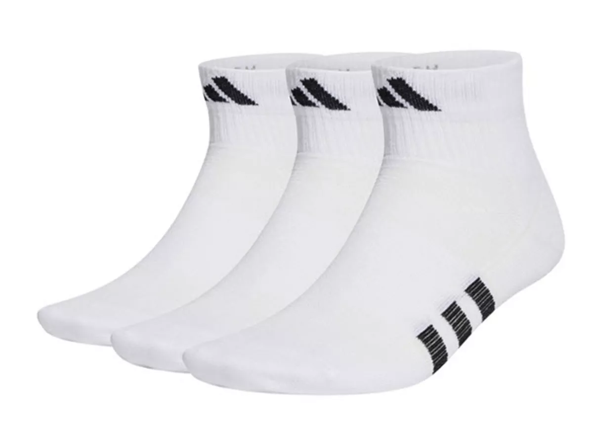 Adidas Men Performance Lite Mid Ankle 3 Pairs Socks White 3PP