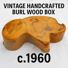 Hand Carved Wood Trinket Box: Mid-Century Burl Keepsake c.1960