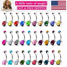 30 Pcs 14G Belly Button Rings for Women Belly Bars Stainless Steel Navel Pier...