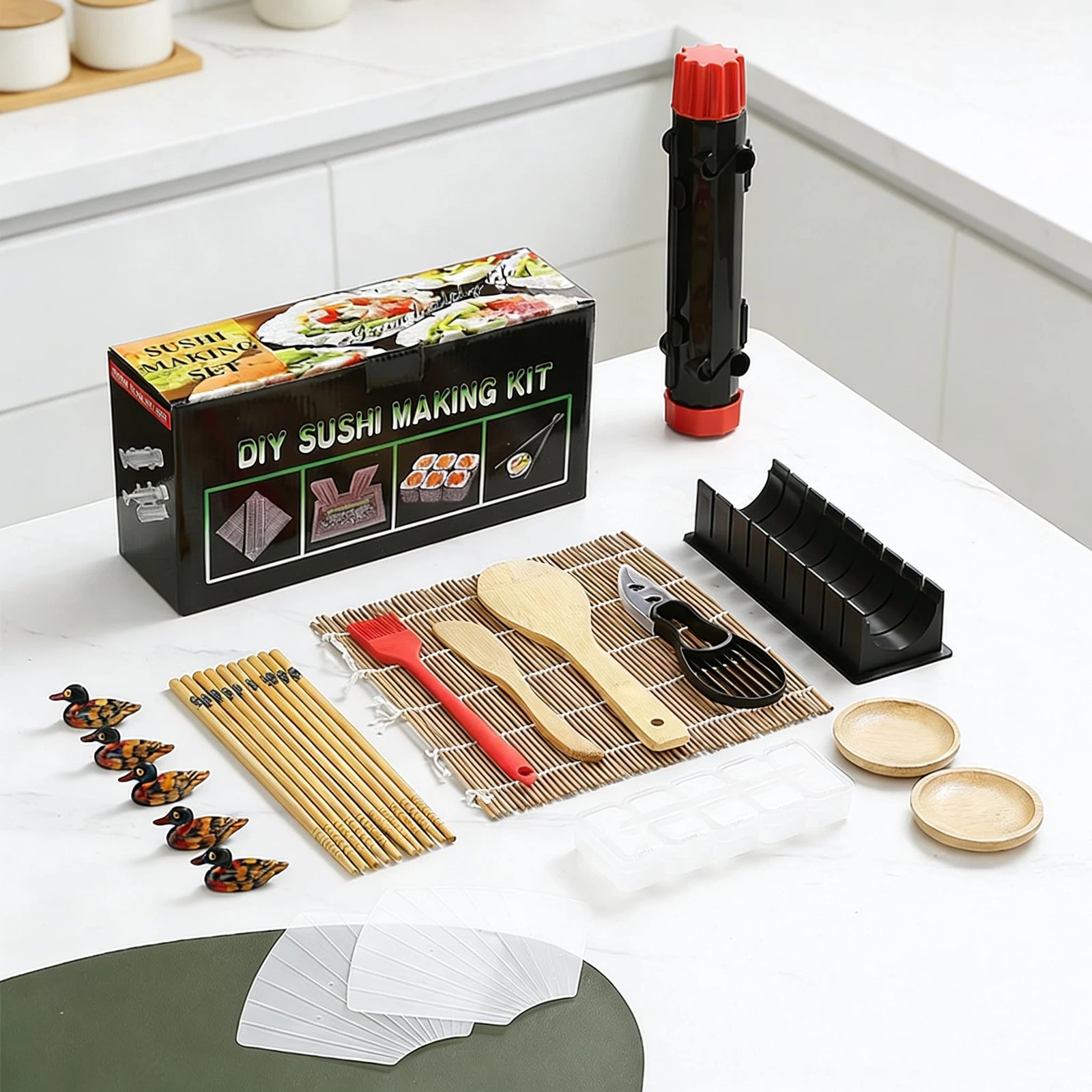 23pcs Sushi Making Kit, Complete Kit with Bazooka Large, Brown