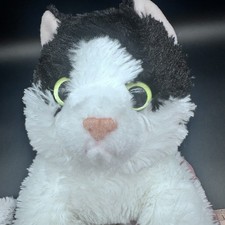 Aurora Tuxedo Black White Plush Kitty Cat Stuffed Animal Floppy Laying Down