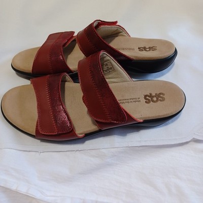 SAS USA Women's Nudu Adjustable Slide Ruby Cabernet Casual Sandals Sz 10N