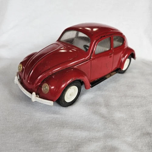 Vintage 1960's Tonka 52680 VW Volkswagen Beetle Bug Steel Toy Car 8" Red Bug
