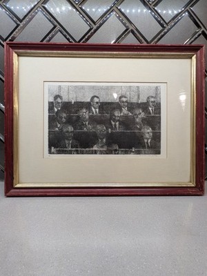 Dorian Wist 1971 Signed Vintage Etching Fine Art Framed Mid Century Jury...
