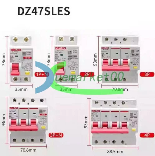 ONE NEW Delixi DZ47sLES Air-Switch Circuit Breaker C-Type 1P+N 2P 3P 3P+N 4p
