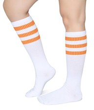 Over-the-Calf Retro Tube Socks Classic Triple Stripes Soft Cotton Athletic