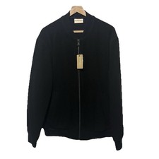 Giacca Uomo DKNY Designer Taglia L Nera 100% Lana Zip Manica Lunga