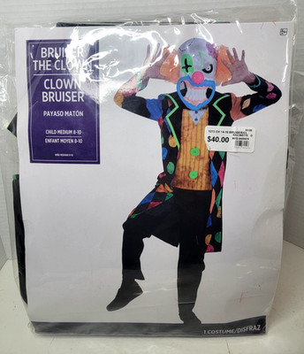 New Bruiser Killer Clown Horror Party Skull Halloween Costume Childs Sizes