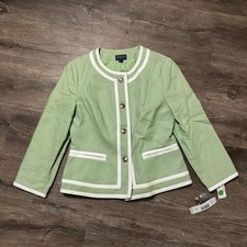 NWT Pendleton Amanda Jacket Blazer Green White Gold Buttons Women  s 6