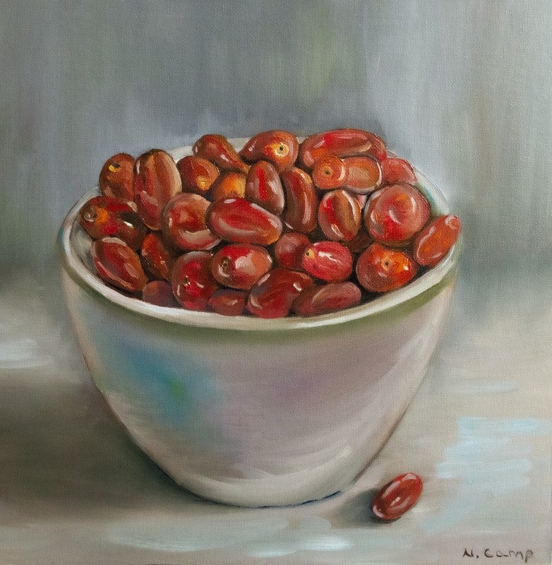 Oil Painting Red Tomatoes In A Bowl Still Life Original Art Home Decor Food