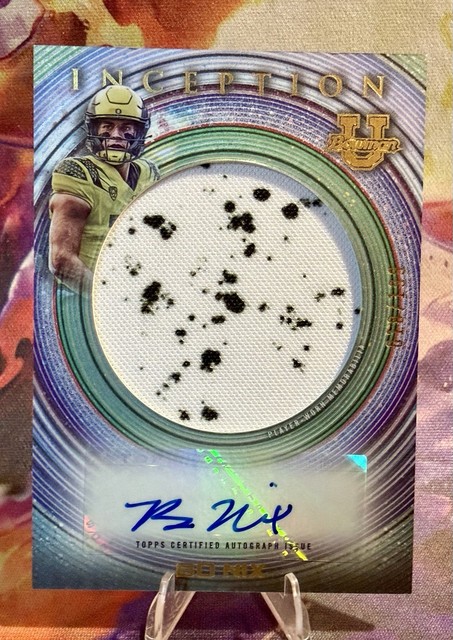 /199 SP 2022-23 Bowman University Inception Bo Nix #IAJR-BN Auto Jumbo Relics