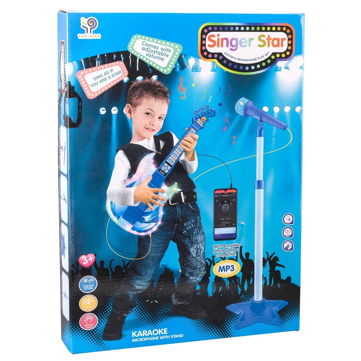 Guitare Et Microphone Enfant 2-en-1 Avec Lumière Et Son - Jouet Musical éducatif Pour 5-9 Ans