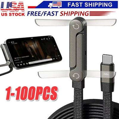 2in1 Invisible Holder Charger Cable 240W Fast Charging Cord with Phone Stand lot