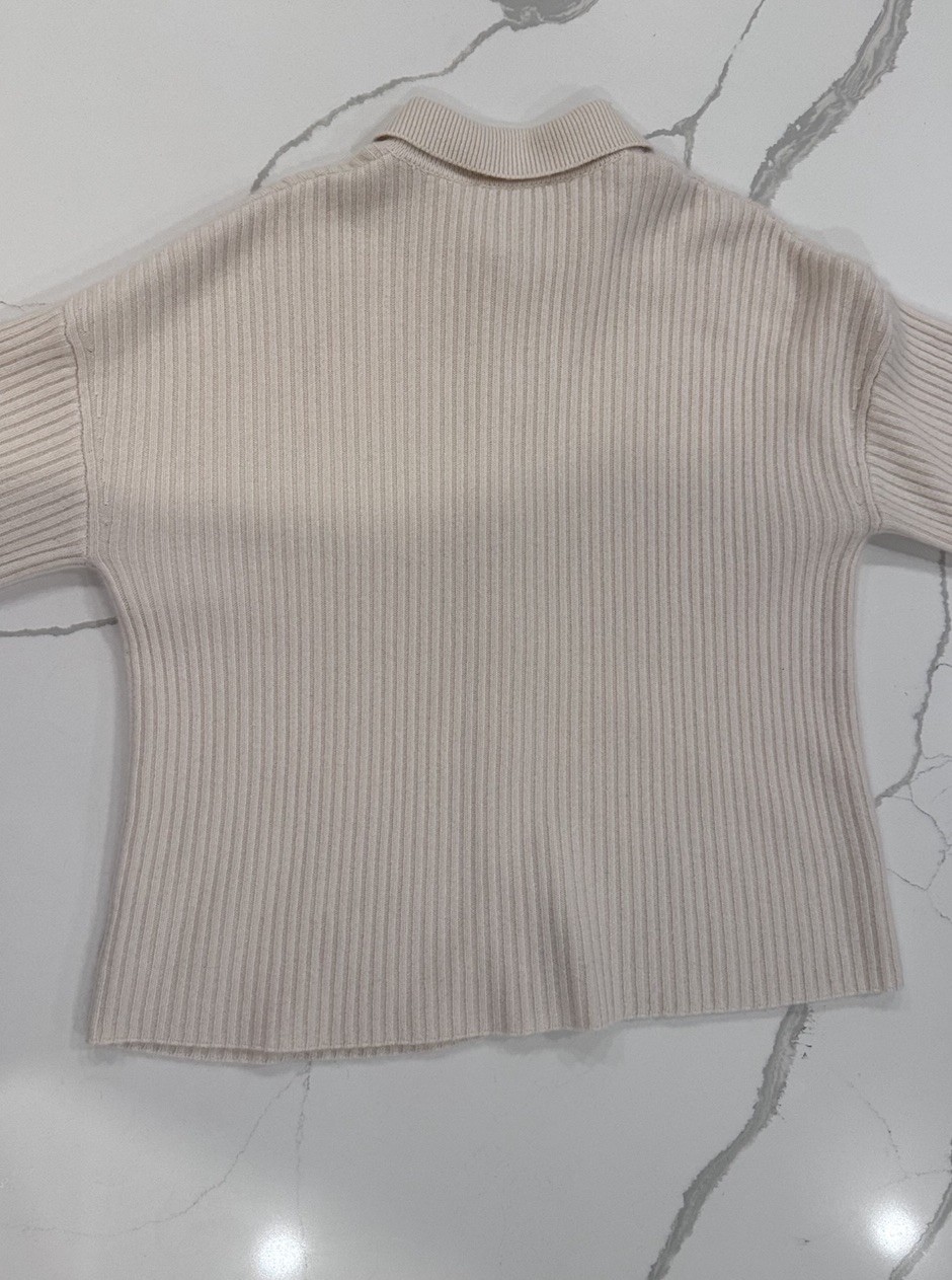 Reformation Beige Ribbed Collared Button Front Lo… - image 3