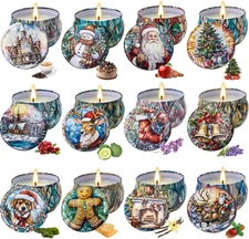 Christmas Scented Candles Gift Set – 12 Pack Long Lasting Soy Wax Holiday Candle