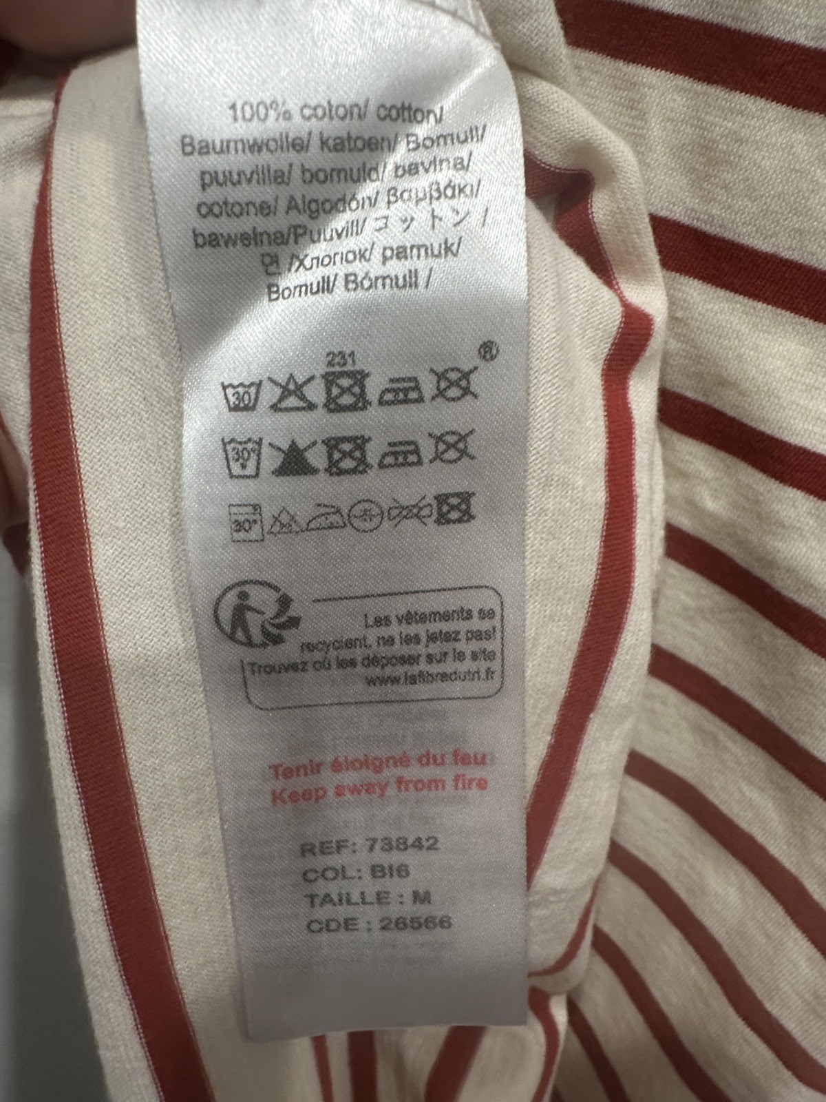 ARMOR LUX White Red Stripe Cotton Crew Neck T-shirt medium nautical classic image 4