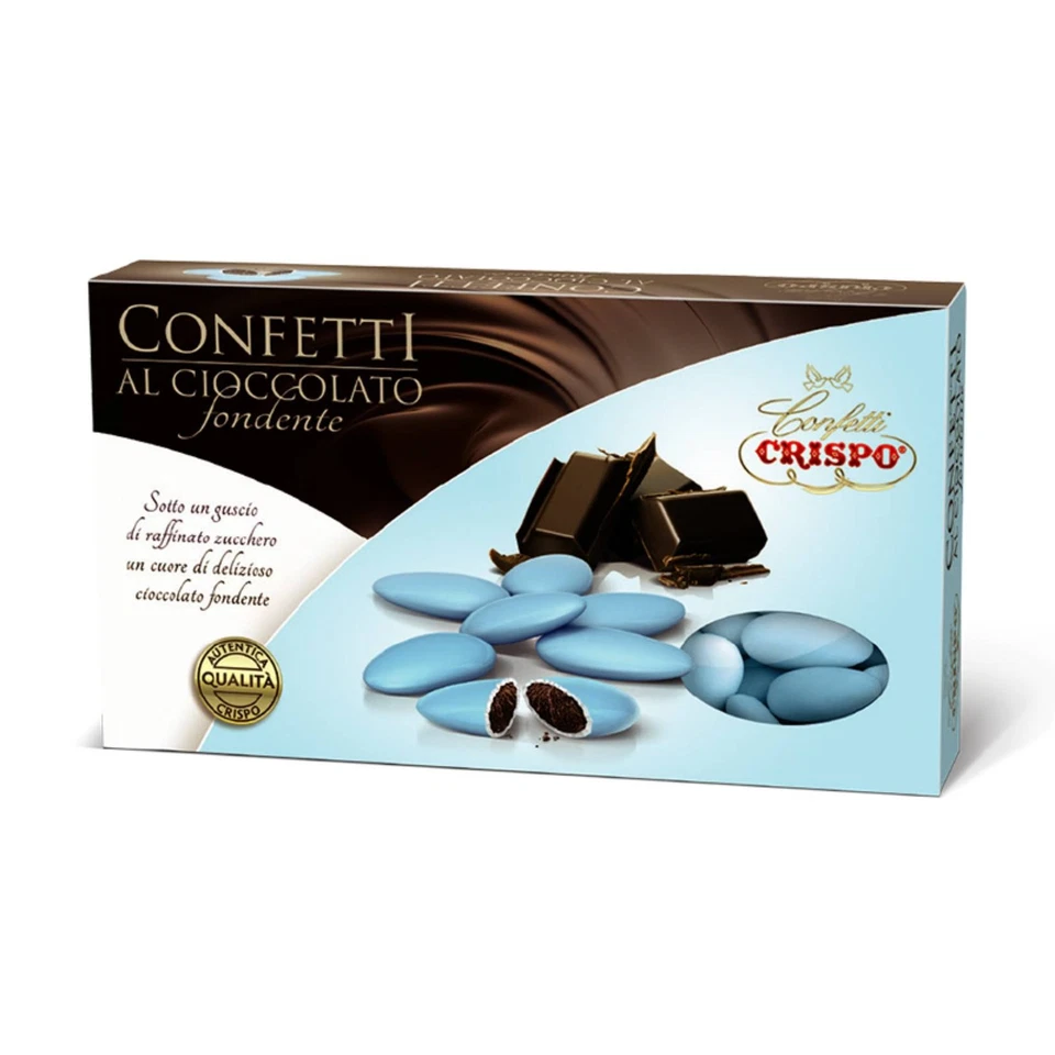 Confetti Crispo, Cioccolato Fondente, 1 Kg, Colore Celeste